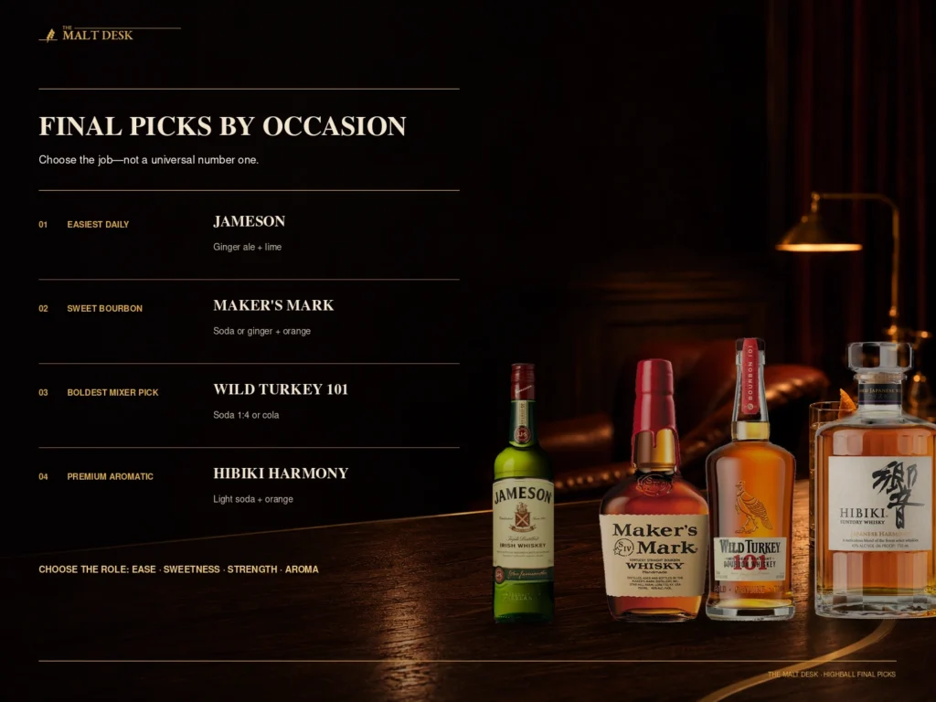 Final highball whiskey picks for easy daily, sweet bourbon, bold flavor and premium aroma