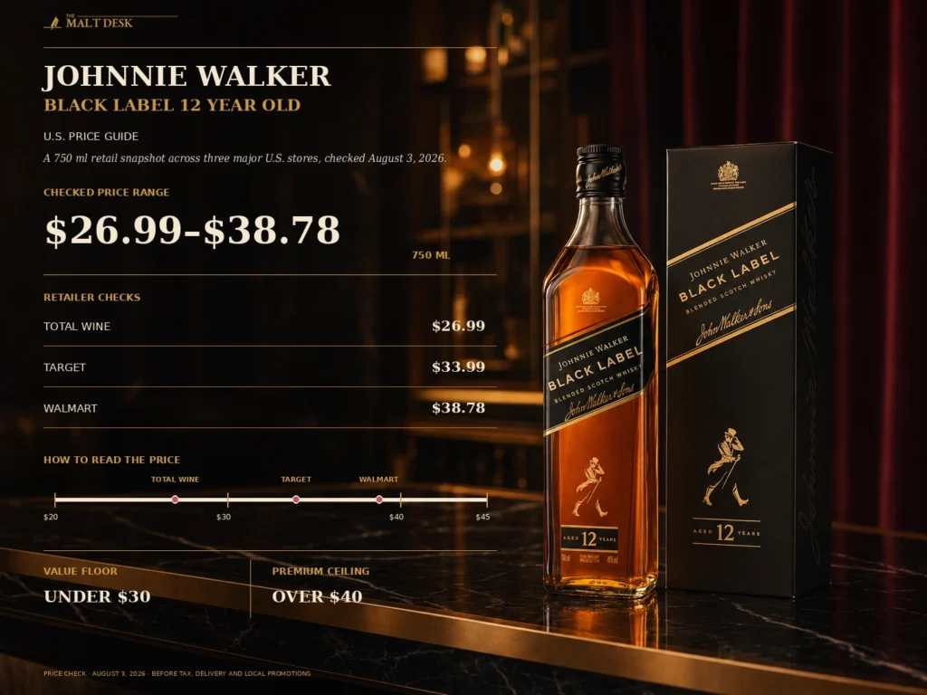 Johnnie Walker Black Label U.S. price guide checked August 3 2026