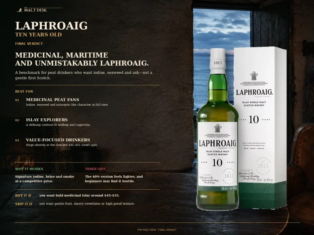 Laphroaig 10 final verdict for medicinal peat fans, Islay explorers and value-focused buyers