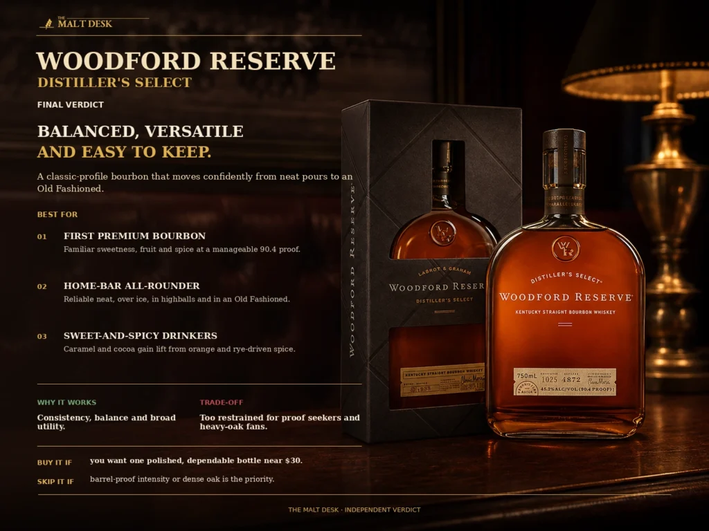 Woodford Reserve verdict for first premium bourbon buyers and versatile home bars